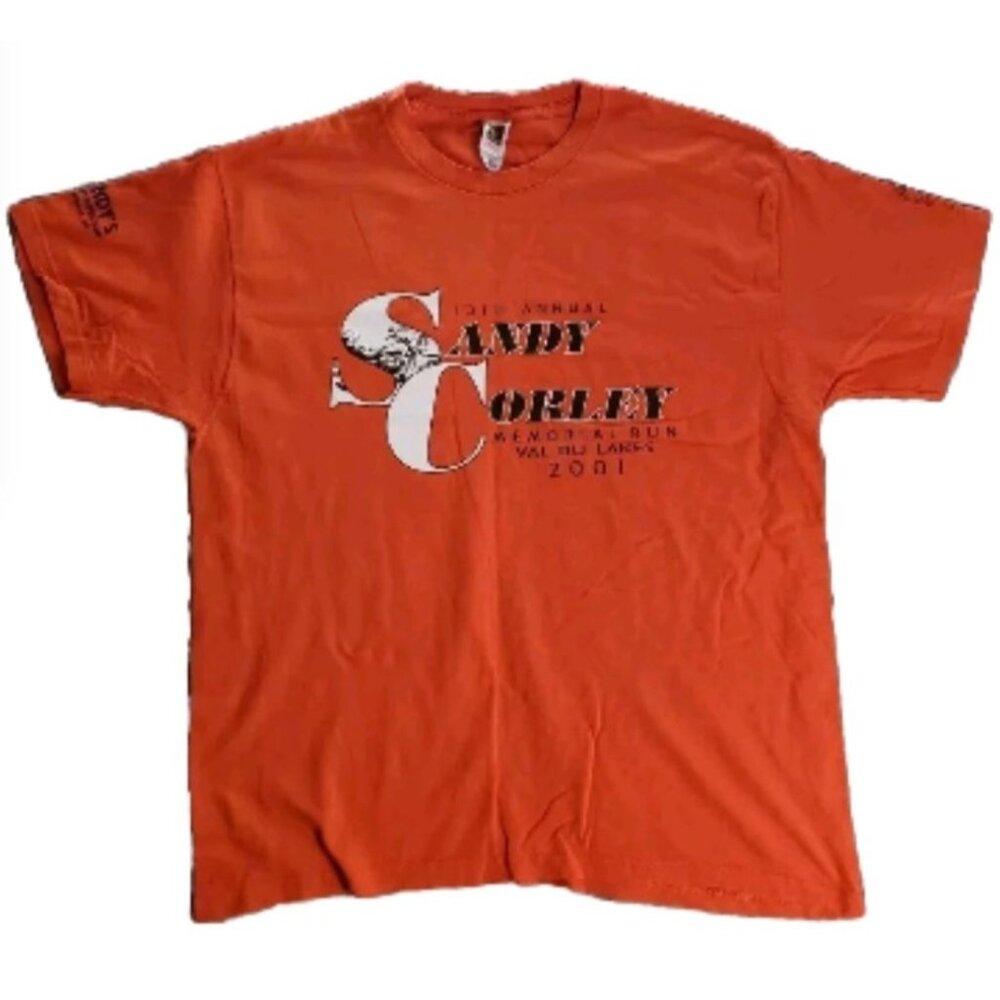 Sandys Harley-Davidson Memorial Run 2001 T-Shirt Orange XL Promo Ads on Back